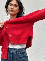 Cotton Alpaca Raglan Cardigan - Poppy