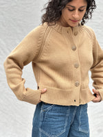 Cotton Alpaca Raglan Cardigan - Light Chestnut