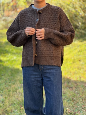 ZIGZAG CARDIGAN - CHOCOLATE