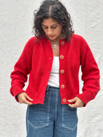 Cotton Alpaca Raglan Cardigan - Poppy