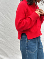 Cotton Alpaca Raglan Cardigan - Poppy