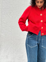 Cotton Alpaca Raglan Cardigan - Poppy