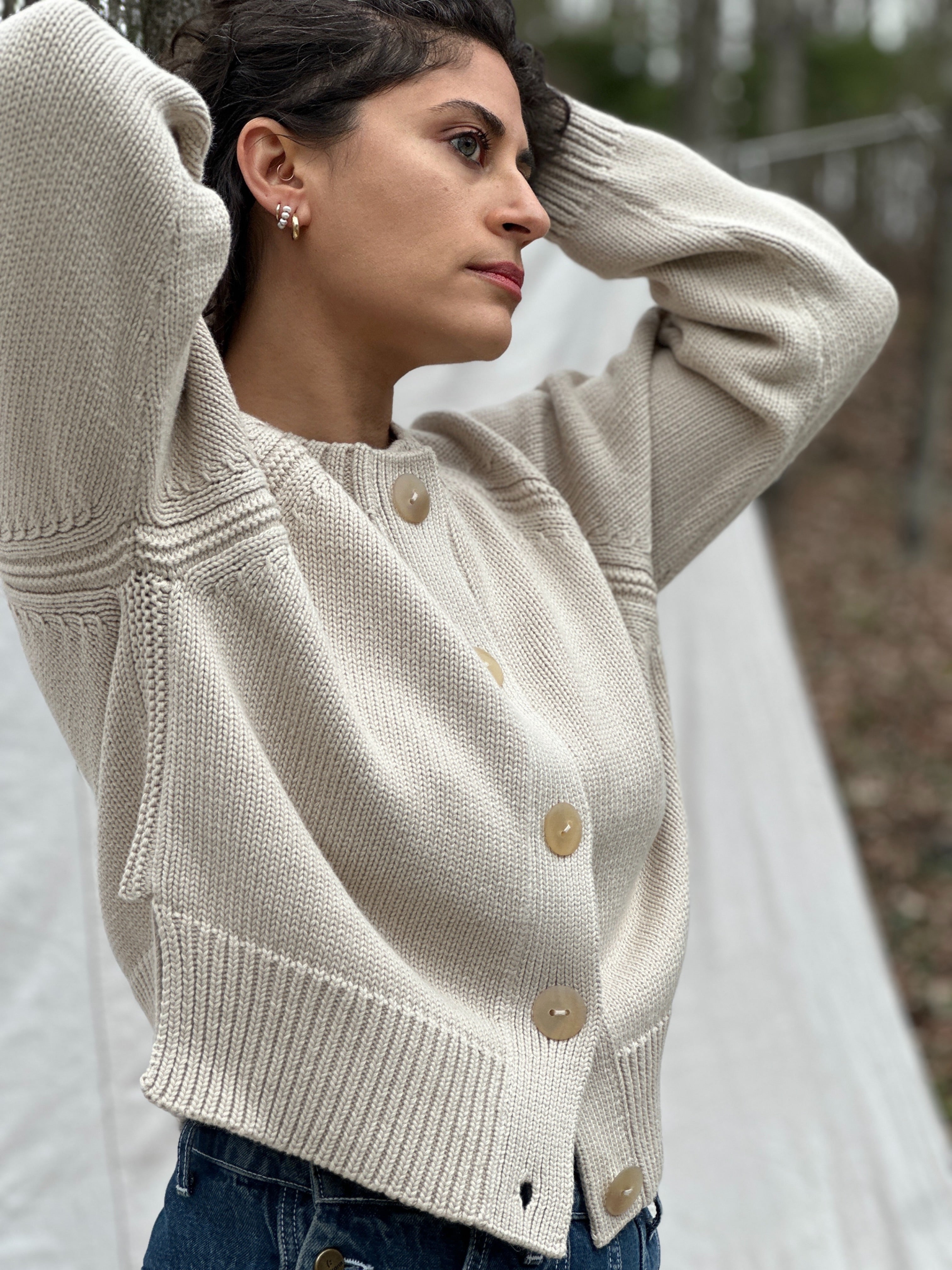 り*つ 70'sMohair×Alpaca Raglan Cardigan Cotton Alpaca Raglan Cardigan - Sand – DAEZA