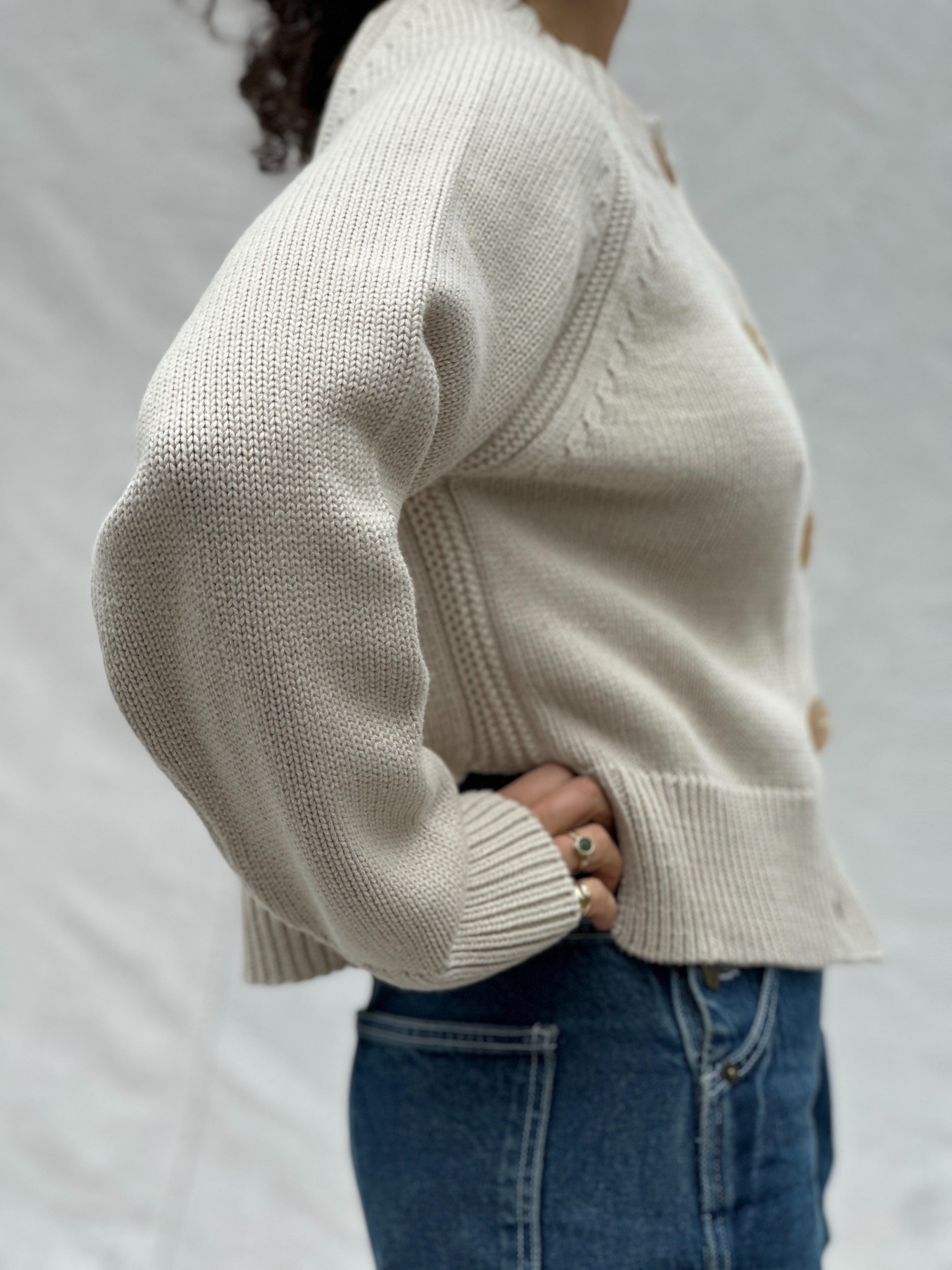 Cotton Alpaca Raglan Cardigan - Sand – DAEZA