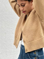 Cotton Alpaca Raglan Cardigan - Light Chestnut